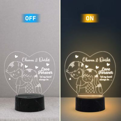 Love Forever Couple Night lamp with Warm White Color Customized with Name Gift for Loveable Person